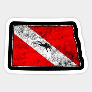 North Dakota Dive Flag Scuba Diving State Map Dive Flag Distressed Sticker